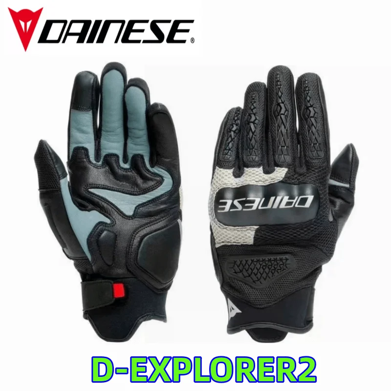 DAINESE-guantes de D-EXPLORER2 para pantalla táctil para hombre y mujer, guantes de cuero transpirables de malla para deportes al aire libre, Verano