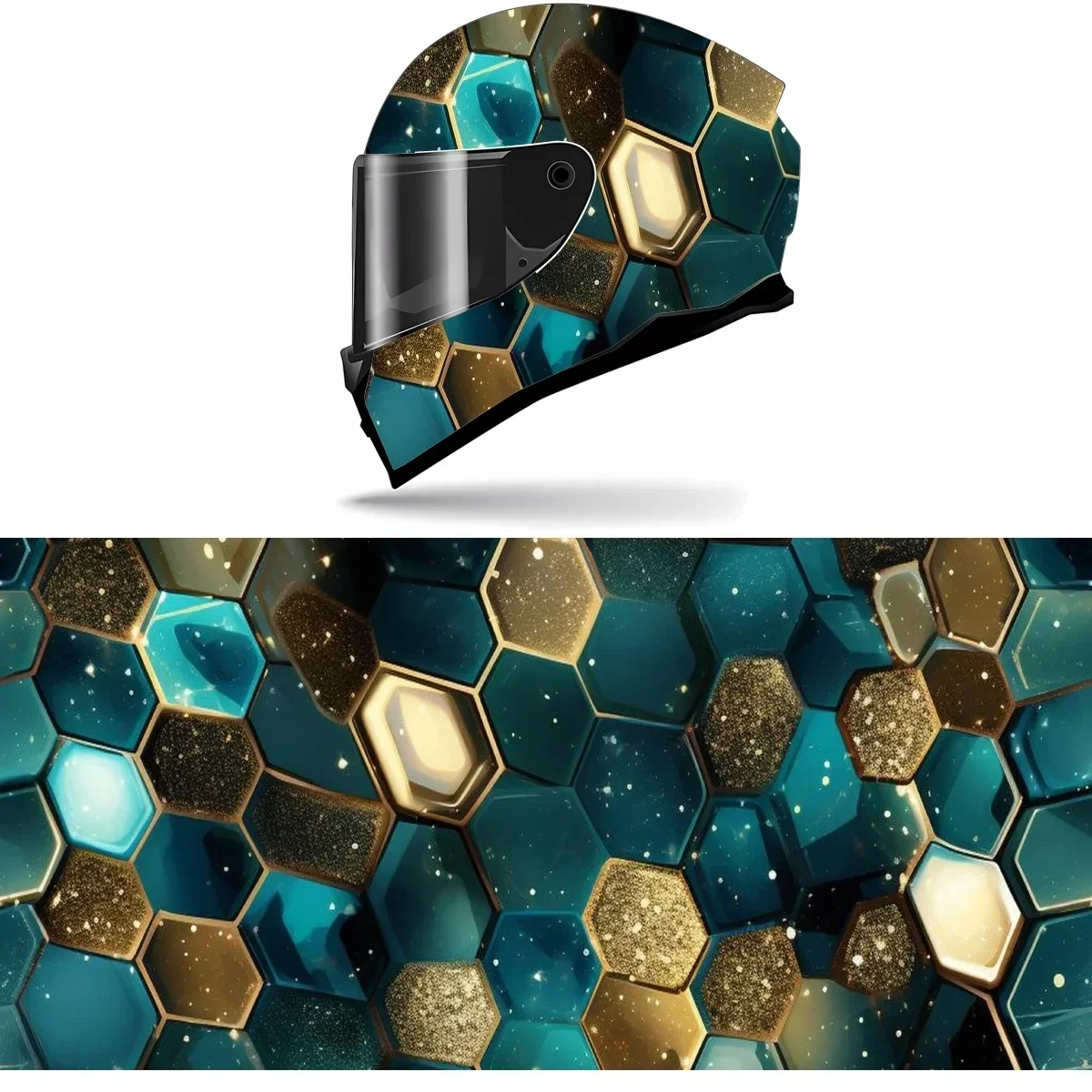 

Abstract Lines With Hexagons Full Helmet Wrap Sticker Motorcycle Helmet Racing Graphic Decal Vinyl Wrap Helmet Decor Sticker
