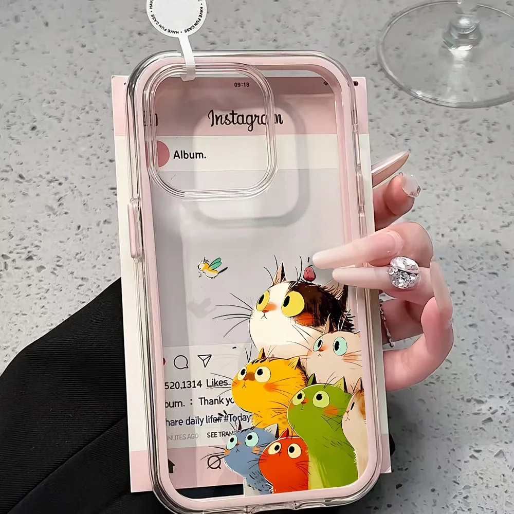 Niedliche lustige Katzenmuster Klare Handyhülle für iPhone 17 13 16 15 11 12 14 Pro Max 17 Air XR X Hülle Silikon Weiche Stoßfeste Abdeckung – Detail 1