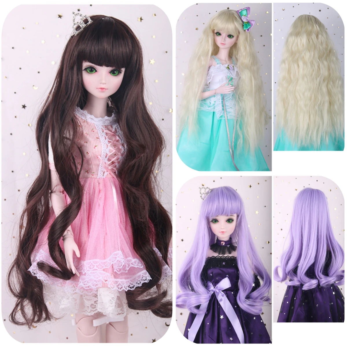 60cm Doll Wig Accessory 1/3 BJD Doll Hair High-temperature Silk Fashionable Long Curly Hair, Straight Hair