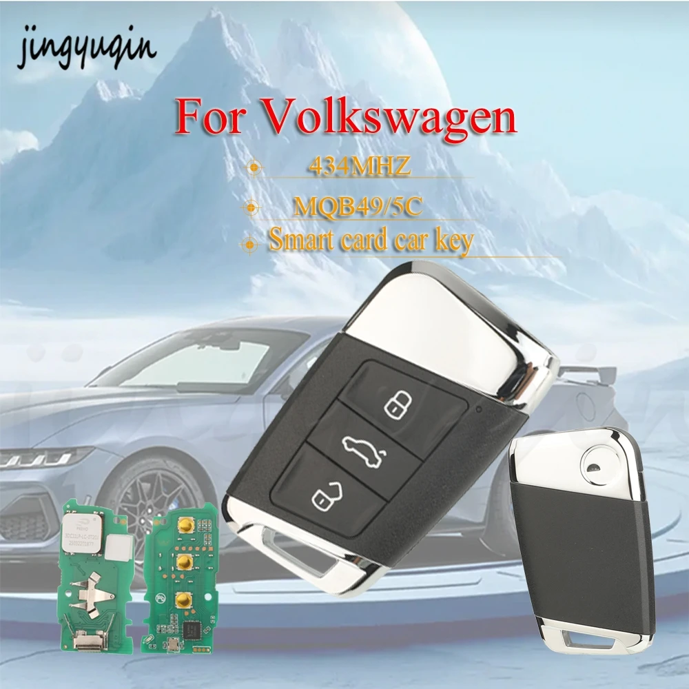 

jingyuqin для Volkswagen MQB49/5C 434 МГц 3 кнопки смарт-карта пульт дистанционного управления ключ совместимый автомобиль cdurable и надежный БЕЗ ЛОГОТИПА