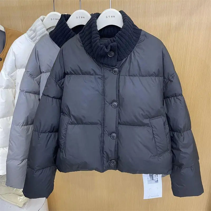 Nova moda feminina casual na moda sólida solta simples básico versátil acolchoado casacos femininos parkas roupas c182