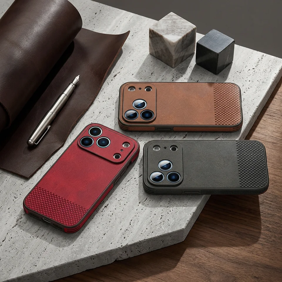 Funda de cuero de lujo para negocios, a prueba de golpes, protectora para iPhone 17 Pro Max 16 15 14 13 5