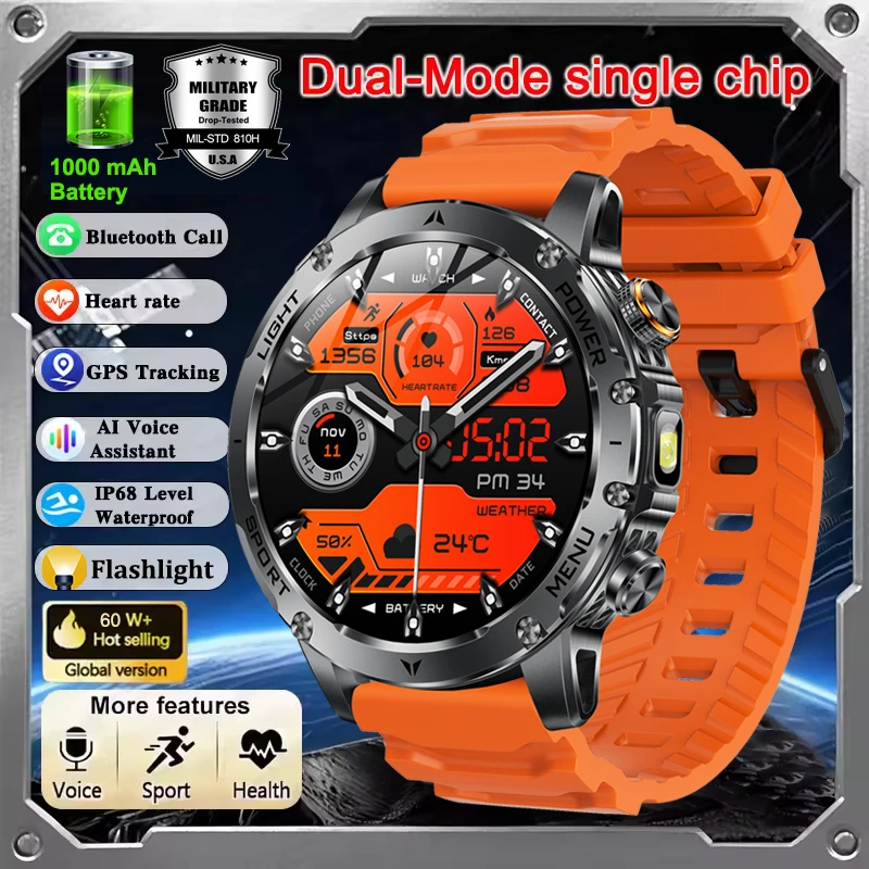 

2026 Новые смарт-часы T-Rex 3 Ultra Military Grade 1000 мАч с аккумулятором IP68 Водонепроницаемые BT Call AMOLED Мужские спортивные умные часы с пульсометром