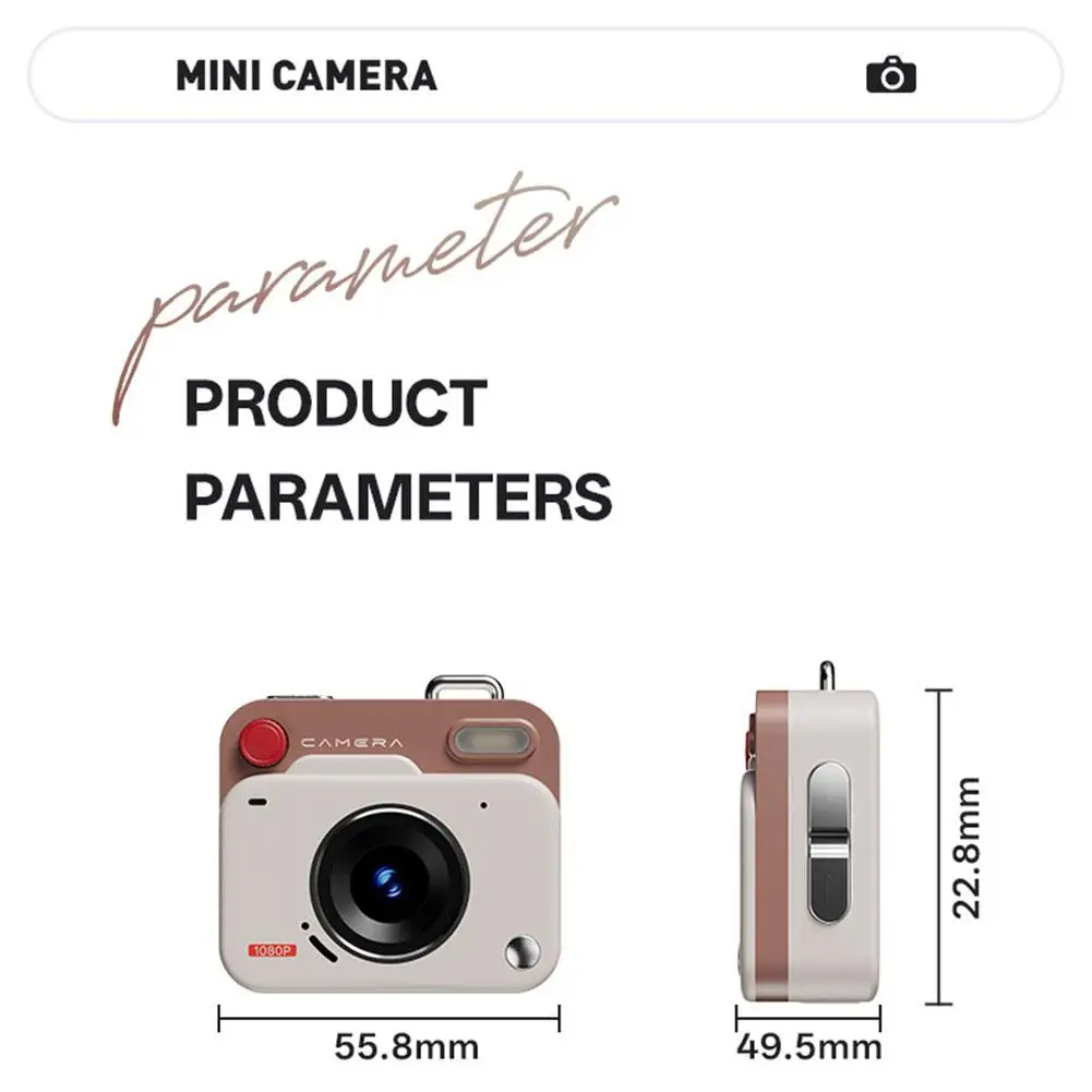 5 Colors Mini Retro CCD Digital Camera, 1080P HD Video Camera with Keychain, Portable Student Vlog Camera With 64g Memory card