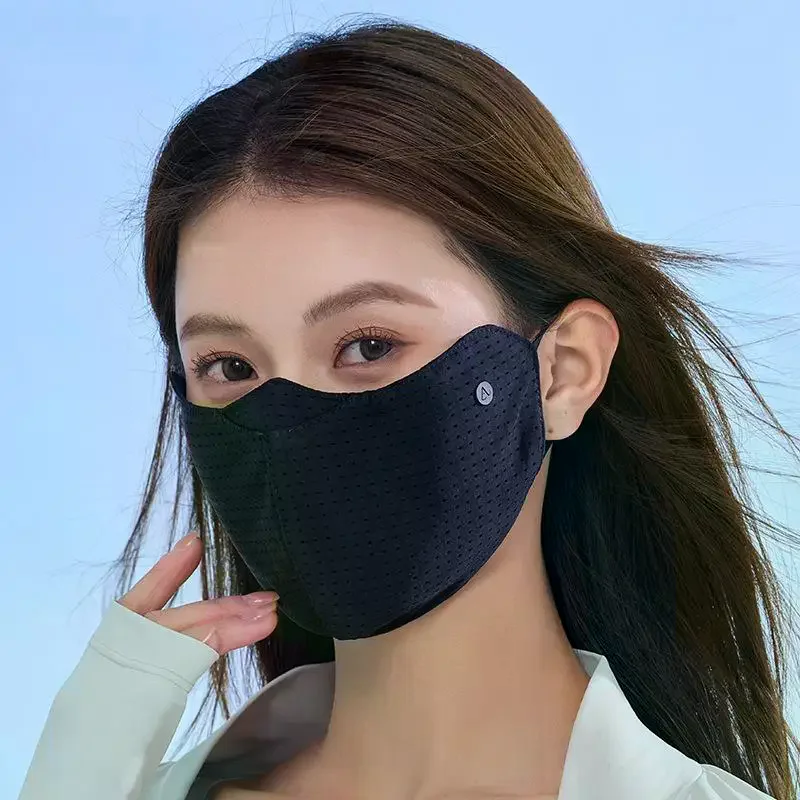 

Solid Color Breathable Ice Silk Mask Washable Anti-UV Anti-sun Mask Dustproof Mesh Face Cover Scarf Outdoor Sports Mask