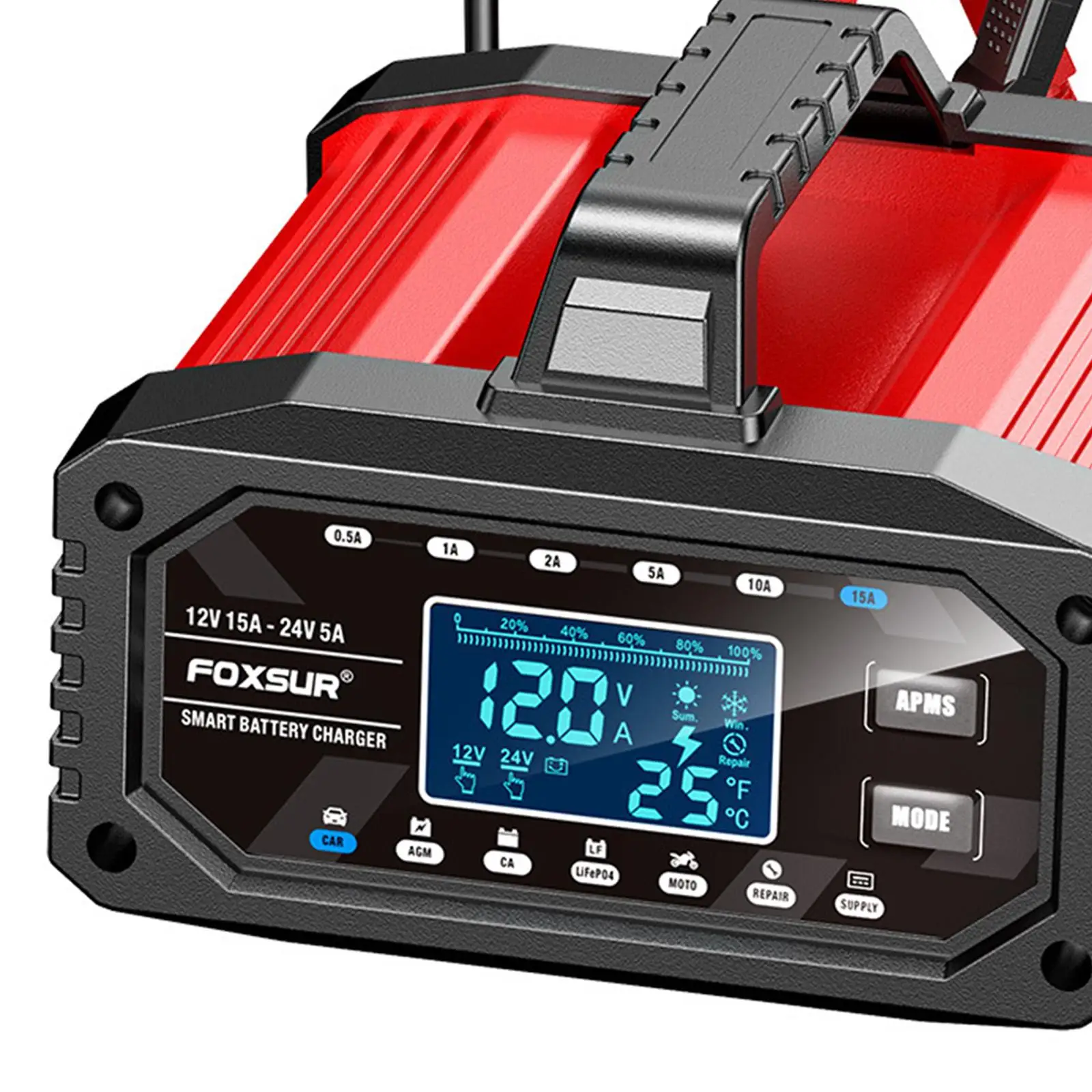 

Car Battery Charger Portable Fast Charging Device for Vehicle Maintenance 15 Amp Automotive Battery Tool