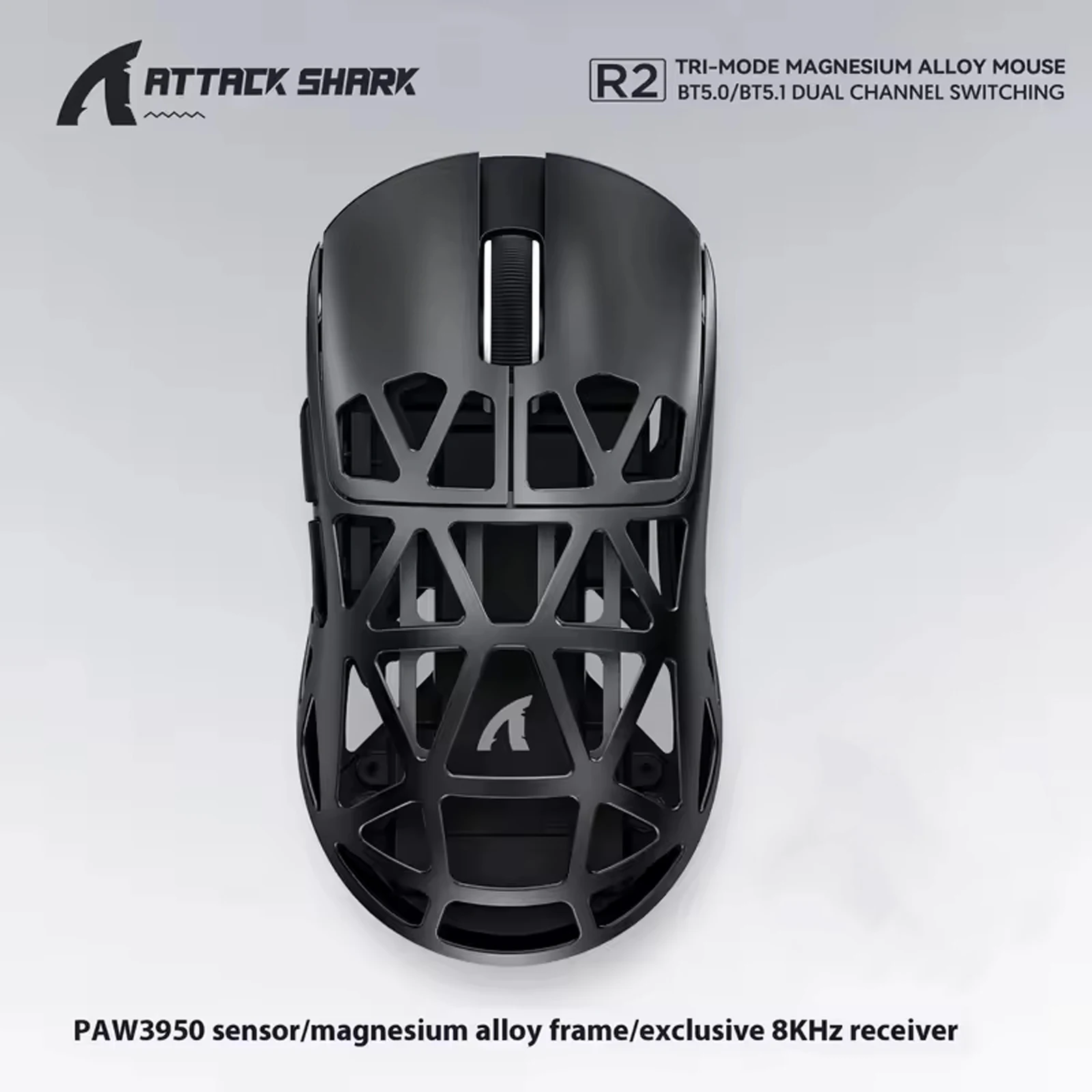 Attack Shark R2 Kabellose Maus Tri-Mode Magnesiumlegierung Paw3950 Leichtes Spiel Esports Bluetooth