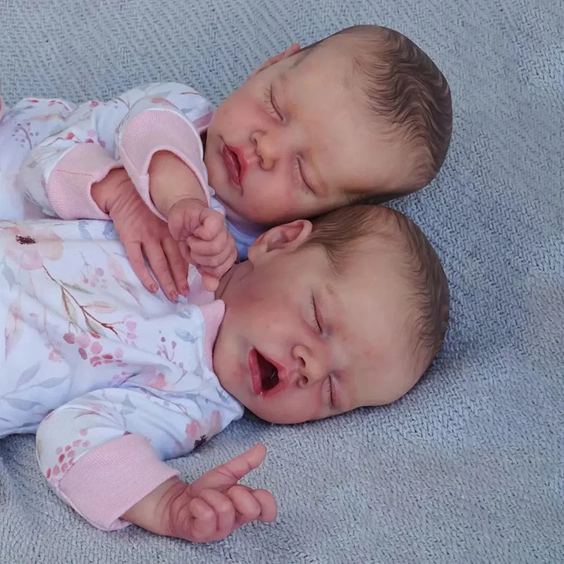 

18inch TwinA/B Full Vinyl Body Newborn Reborn Doll Lifelike Multiple Layers Painting 3D Skin Visible Veins Hand Painted Hair