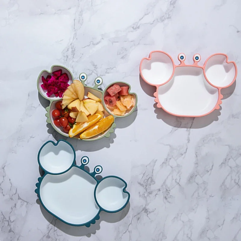 Baby Bowls Plates Silicone Suction Feeding Food Tableware BPA Free Non-Slip Baby Dishes Crab Food Feeding Bowl for Baby Stuff