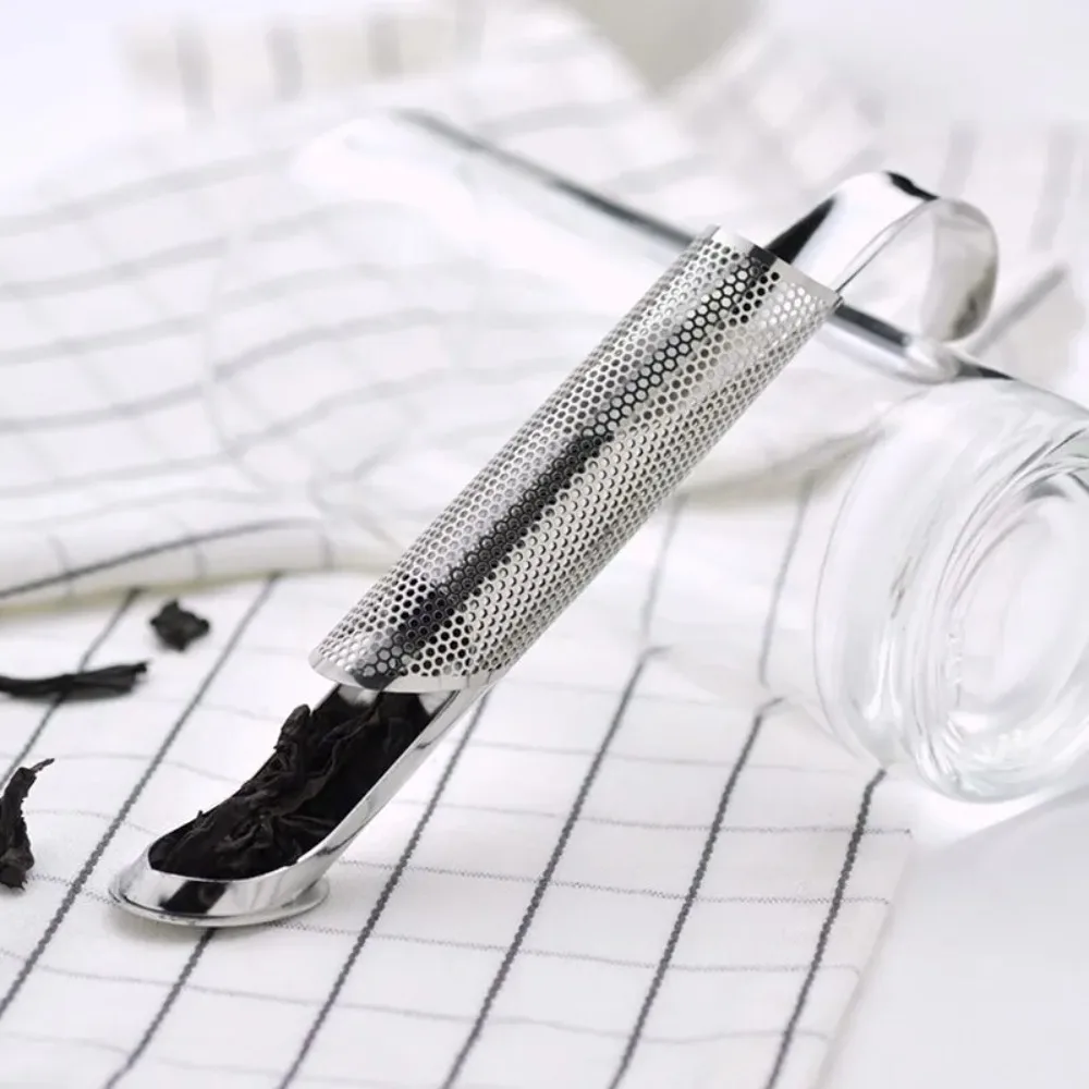 المحمولة المنزل الشاي الملحقات تصفية الفولاذ المقاوم للصدأ صانع الشاي الأنابيب تصميم ملعقة شاي بروير مقبض طويل كوب معدني إبداعي