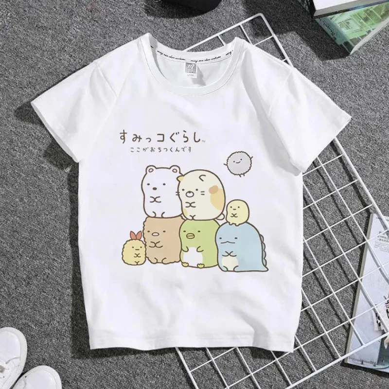 Anime Sumikko Printed White Kids T-Shirt Kids Japanese Manga Manga Sumikkogurashi Top Summer Small Baby Clothes