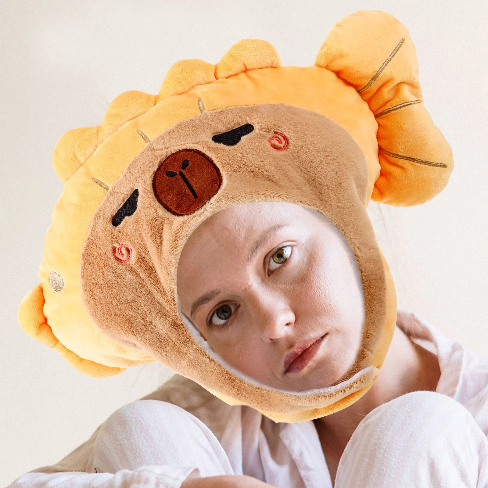 

Yellow Croaker Hat Fish Shape Headgear Soft Lightweight Party Cosplay Accessory For Halloween Carnival Festival Animal