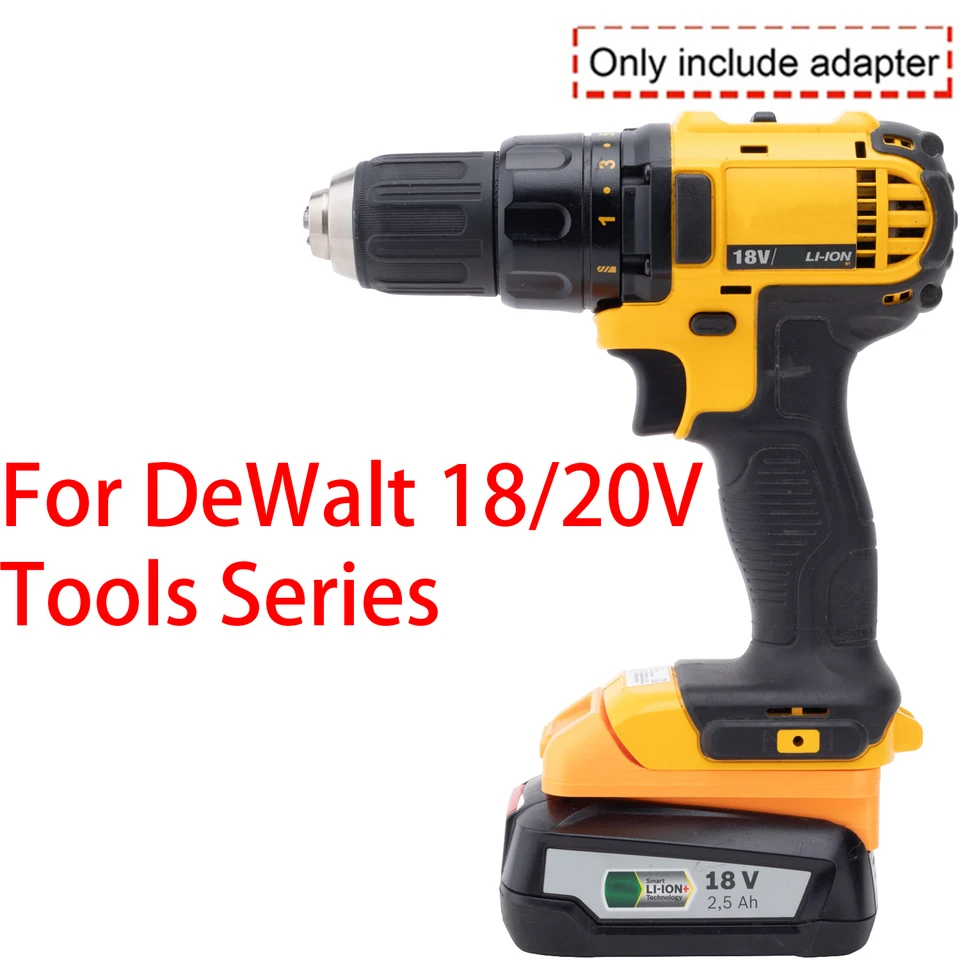 Adapter voor fijne 18 V gereedschappen, voor Dewalt 20 V & voor Milwaukee M18 batterijen tot