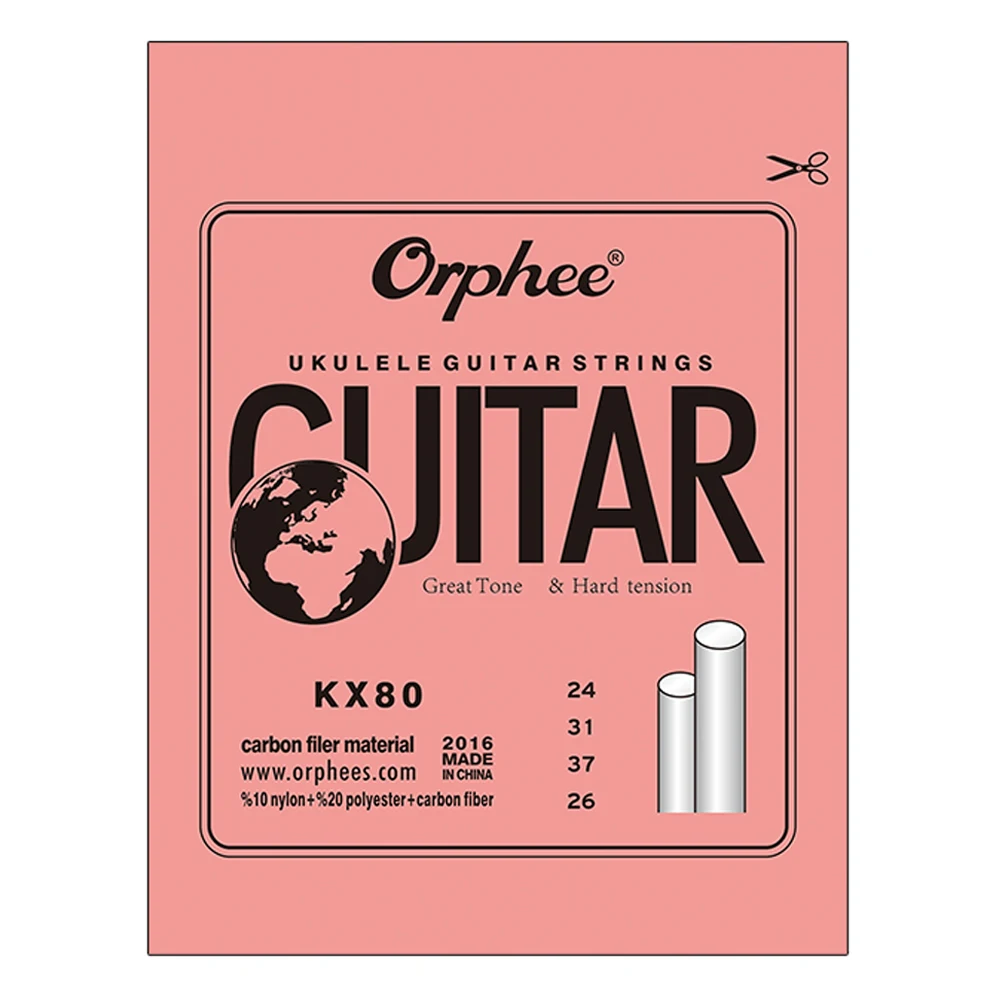 ORPHEE-プロのウクレレ弦,hawiiギター,4弦,透明ナイロン,白いカーボンファイバー,kxシリーズ,ウクレレコンサート用