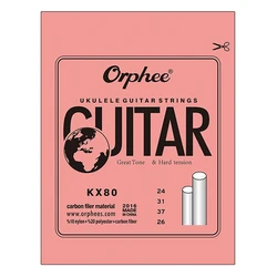 Orphee Professional Ukulele Strings Hawaii Guitar 4 Strings Clear Nylon White Carbon Fiber String KX Series for Ukulele Concert