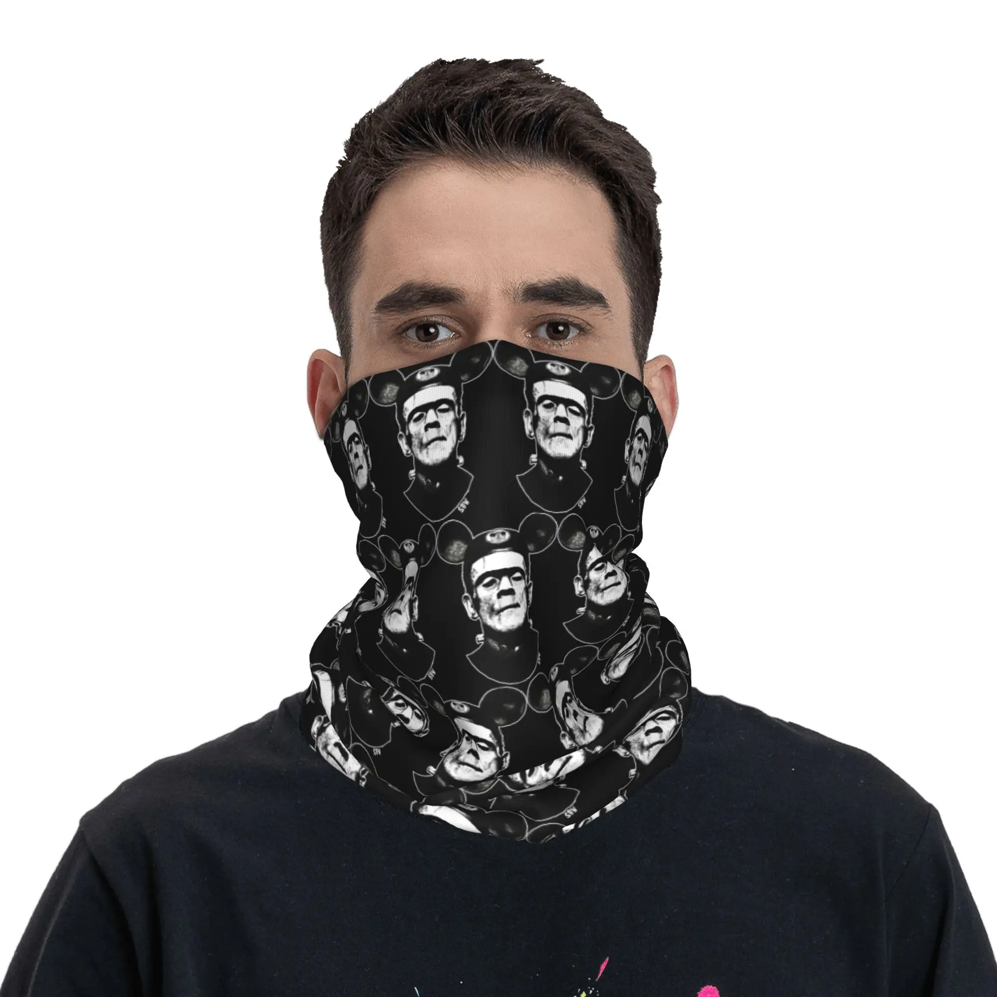 Franken-Mouse The Happiest Frankenstein on Earth Bandana Neck Gaiter Printed Wrap Mask Scarf Headband Outdoor Sports Unisex