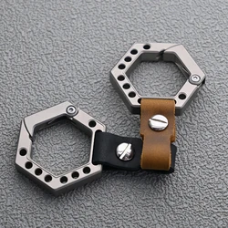Titanium alloy Hexagonal Porous Keychain Men's Super Light Waist Hanging Car Key Chain Mad Cow Belt Pendant EDC Gadget