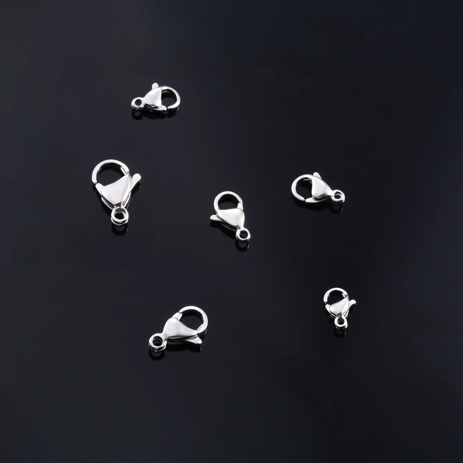 Yadreva 50 Stück Edelstahl-Karabinerverschlüsse 9mm-15mm Krallenverschlüsse für Armband- und Halsketten-Schmuckherstellung. – Detail 7