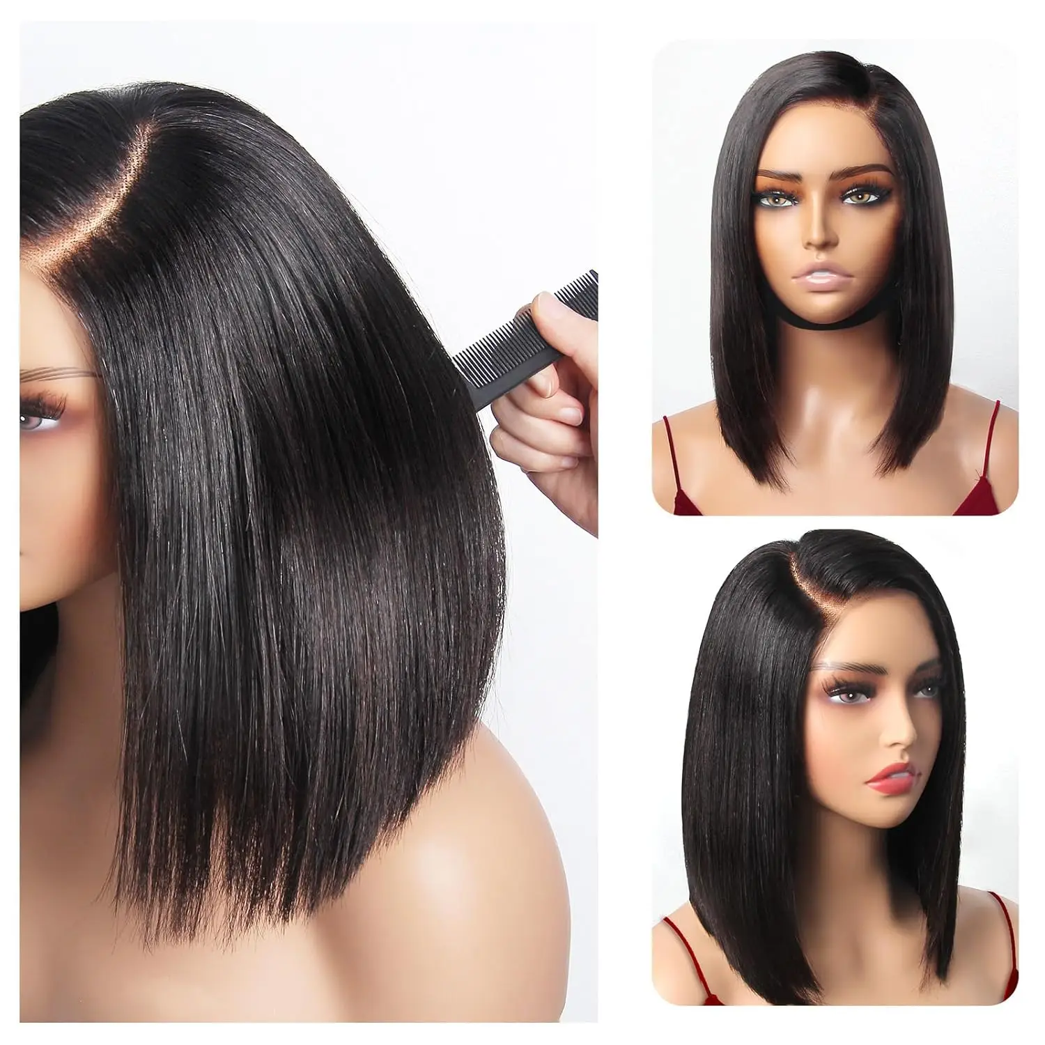 Straight 13x5x1 HD Lace Front Wig Brazilian Side Part Human Hair Wigs For Black Women Natural Color PrePlucked Hair Glueless Wig