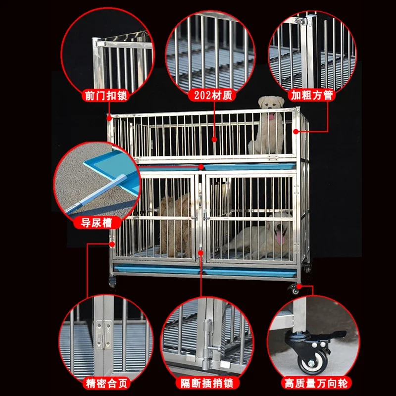 Daniel stainless steel dog cage folding mother and child cage display cage pet store double-layer medium-sized