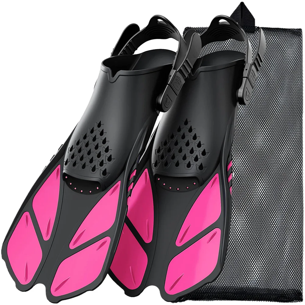 JoyMaySun Schnorchelflossen, verstellbare Schnallen, Schwimmflossen, kurze Silikon-Tauchschuhe, offener Absatz, Reisegröße, Erwachsene, Herren und Damen 7