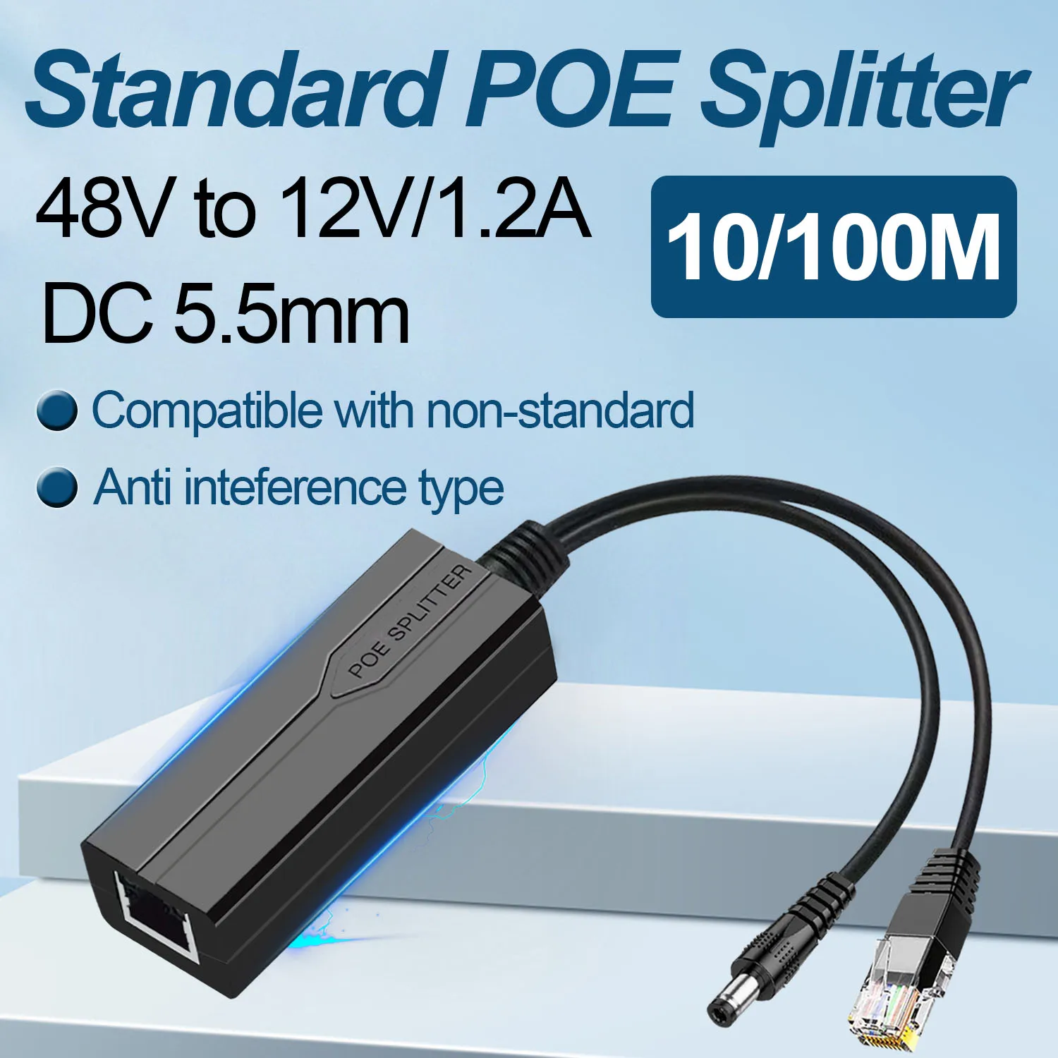 poe ativo dc adaptativo separador cabo modulo de alimentacao injector para 100m camera ip 48v a 12v adaptador 12a 01