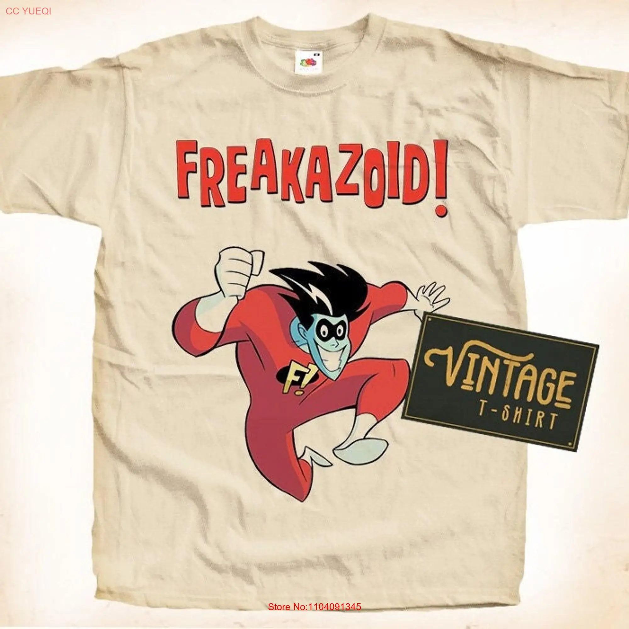 Freakazoid V1 T Shirt Vintage Natural color Men's DTG Digital Print SIZES S M L XL 2XL 3XL 4XL 5XL long or short sleeves