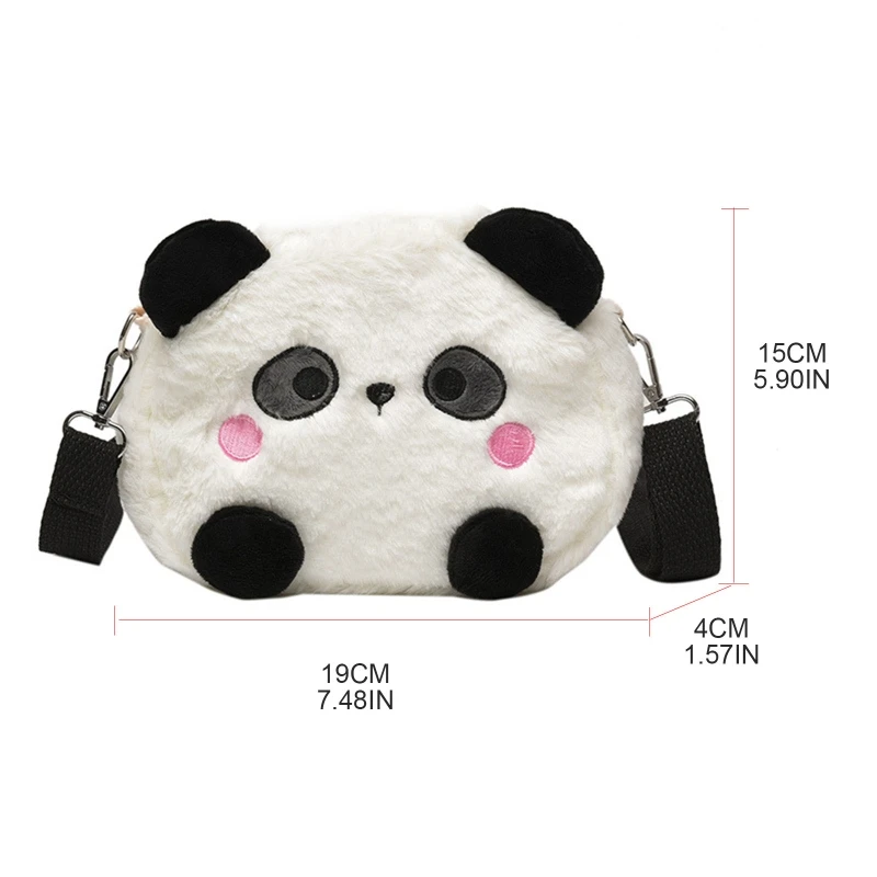 Literary Shoulder Bag Cartoon Panda Cross Body Messenger Bag Plush Handbag Gift for Mother\'s Day Valentine\'s Day  Dropship