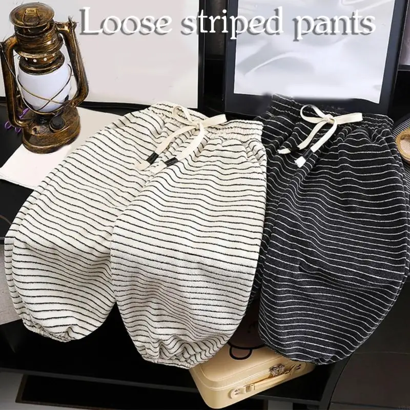 

Classical Stripe Design Kids Pants Elastic Waist Lounge Pants with Pockets Easy Care Daily Wear & Party Trousers A2UB