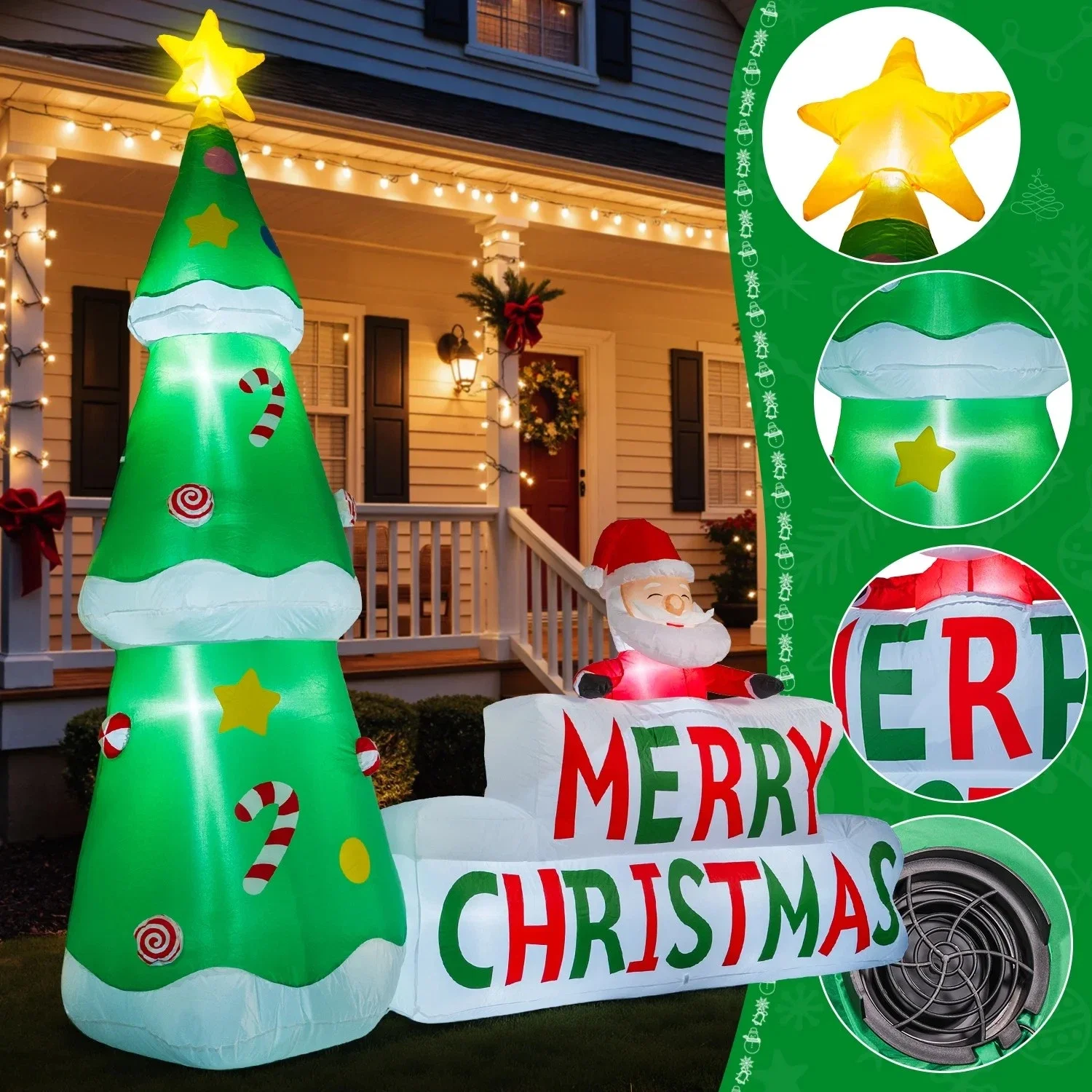 7FT Merry Christmas Inflatable Model Xmas Blow Up Outdoor Decoration With LED Lights Holiday Party New Year Yard Ornament Toys