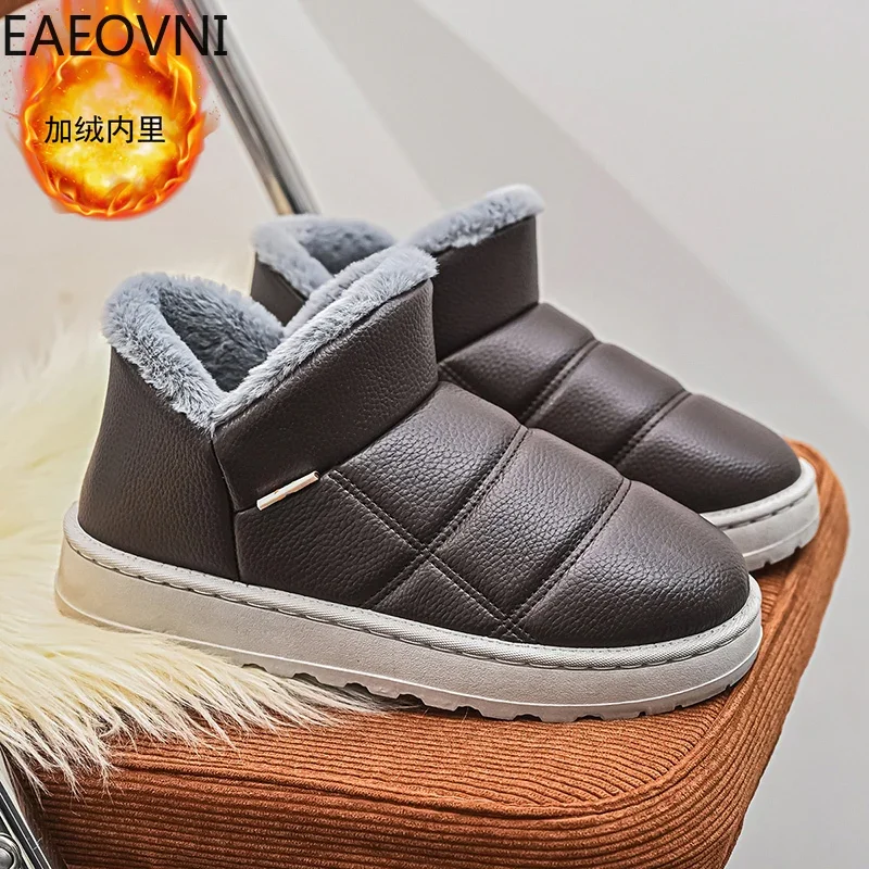 Men's Snow Boots Velvet Thickening Men Tooling Boot Warm Plush Man Lightweight Anti-slip Shoe EAEOVNI Fashion-forward New Style