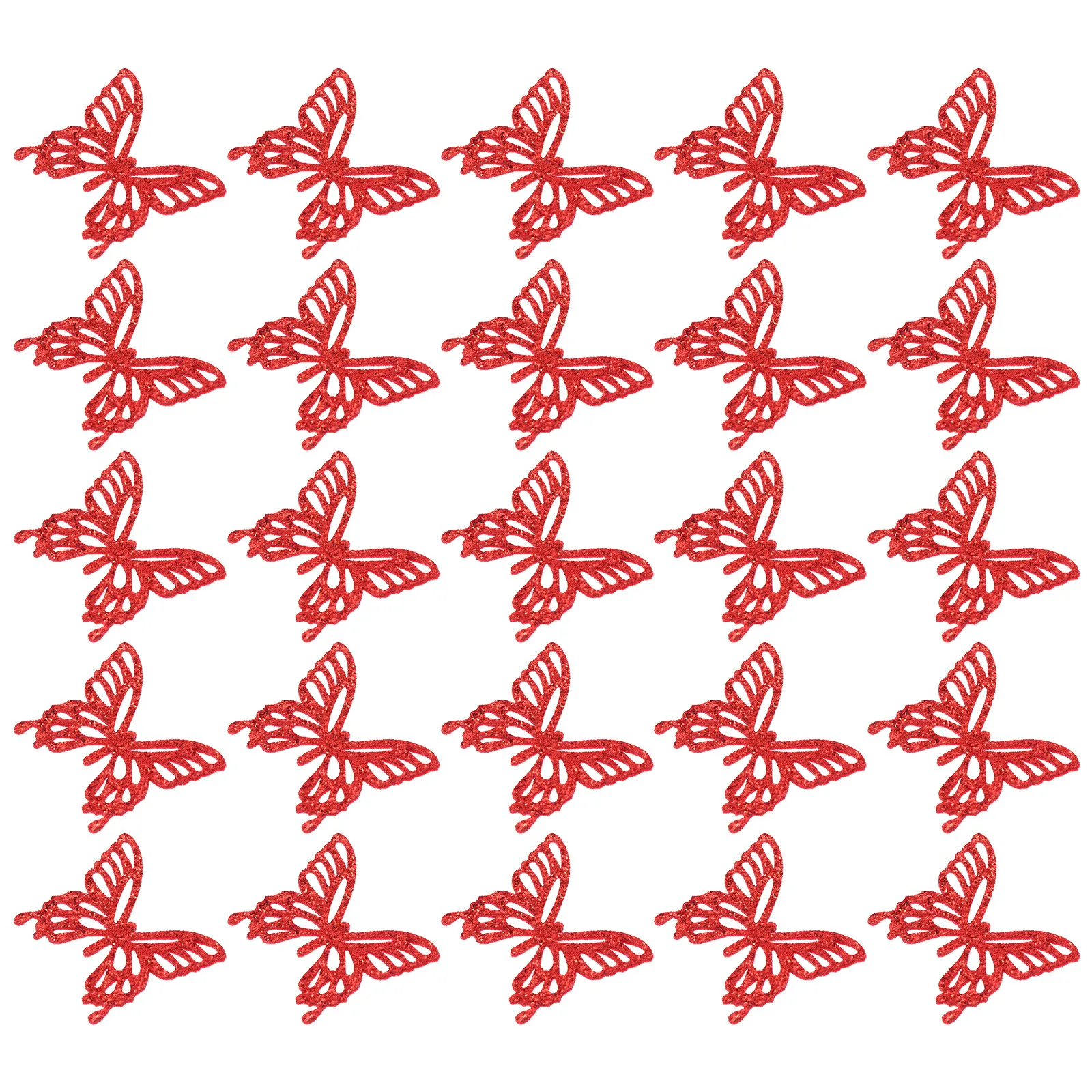 25Pcs Sparkling Butterfly Appliques Glitter Cloth Patches for DIY Hair Clips Headbands Clothing Bags Shoes Gloves Craft