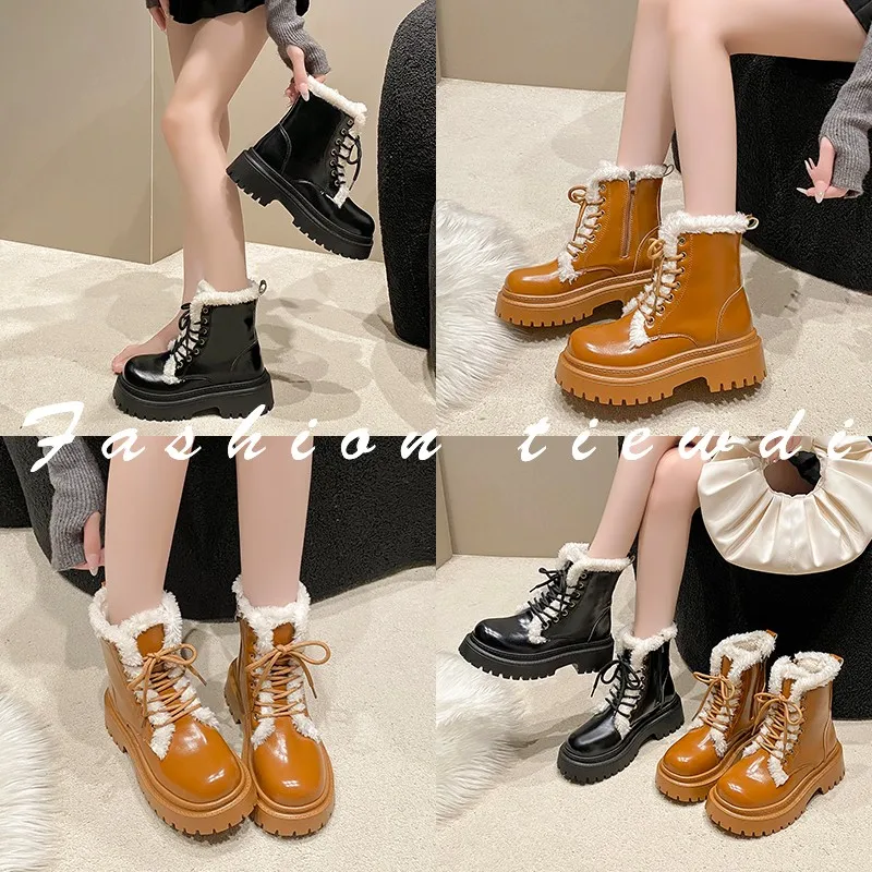 

Winter 2024 new versatile furry tall tube fur integrated snow boots women's piled thickened thermal cotton boots