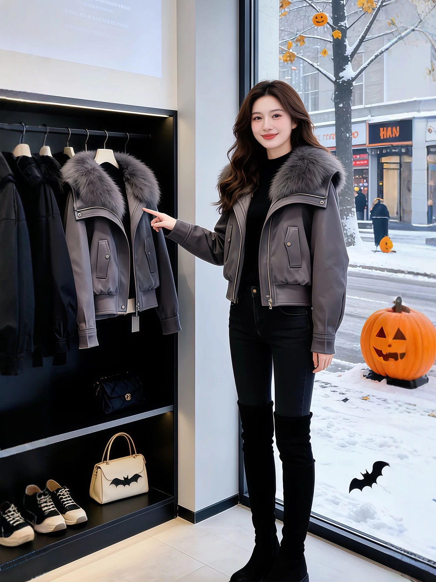 

Women's ort Thiened Cotton Jaet Coat with Large Fur Collar Warm Winter Outerwear Casual Sle Loose Fit Zipper Closure