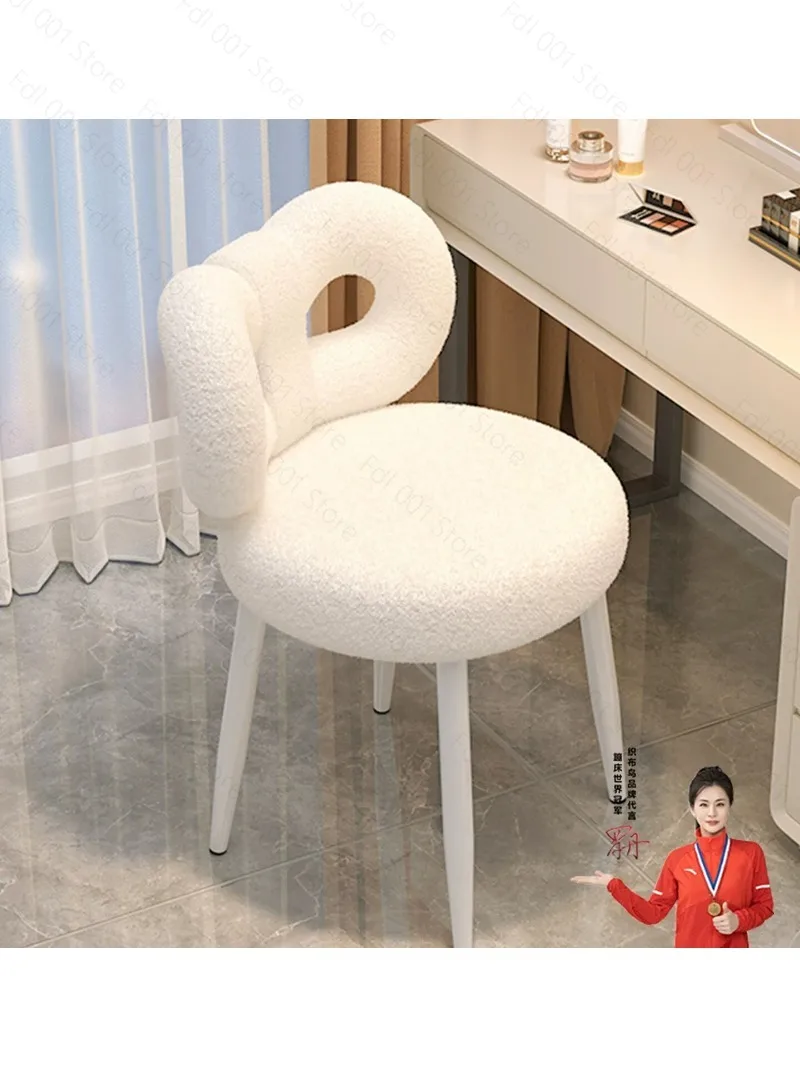 

Modern Simple Dresser Chair Household Makeup Stools Girl Bedroom Cream Style Backrest Stool Home Comfortable Chair