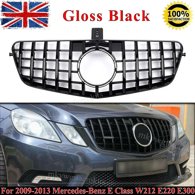 

SAIQINGSP Car Accessories Tools FOR MERCEDES BENZ E-CLASS W212 2009-2013 FRONT GRILLE GLOSS BLACK PANAMERICANA GT GTR STYLE