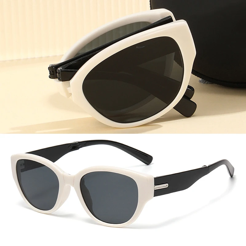 Neue Vintage Faltbare Cat-Eye-Sonnenbrille für Damen und Herren Ovale Brillen Runde Sonnenbrillen für Männer und Frauen