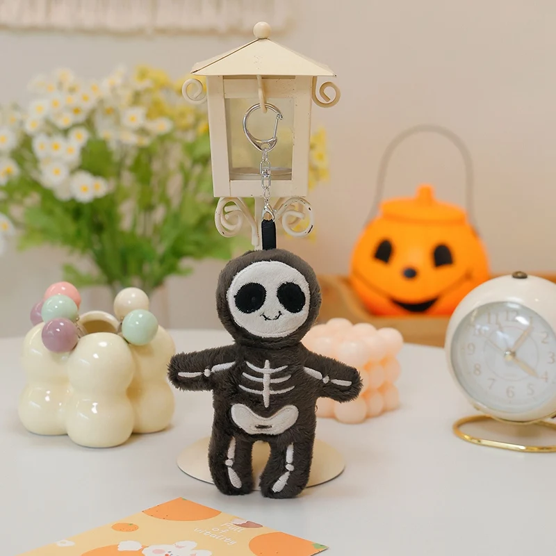 Juguete de peluche de 15cm para niños, colgante con esqueleto de dibujos animados, divertido y creativo, regalo de Halloween sonriente