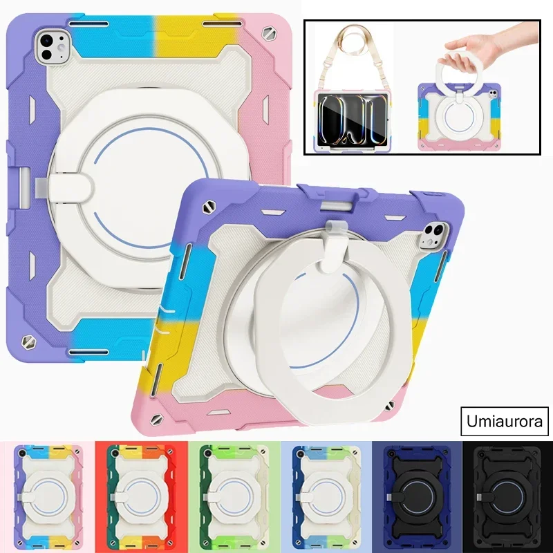 For IPad 10 11th 12th Gen A19 Mini A17 Pro 12.9 Air 10.9 11 13 inch M3 M4 M5 Heavy Duty Armor Tablet Case Stand Shockproof Funda