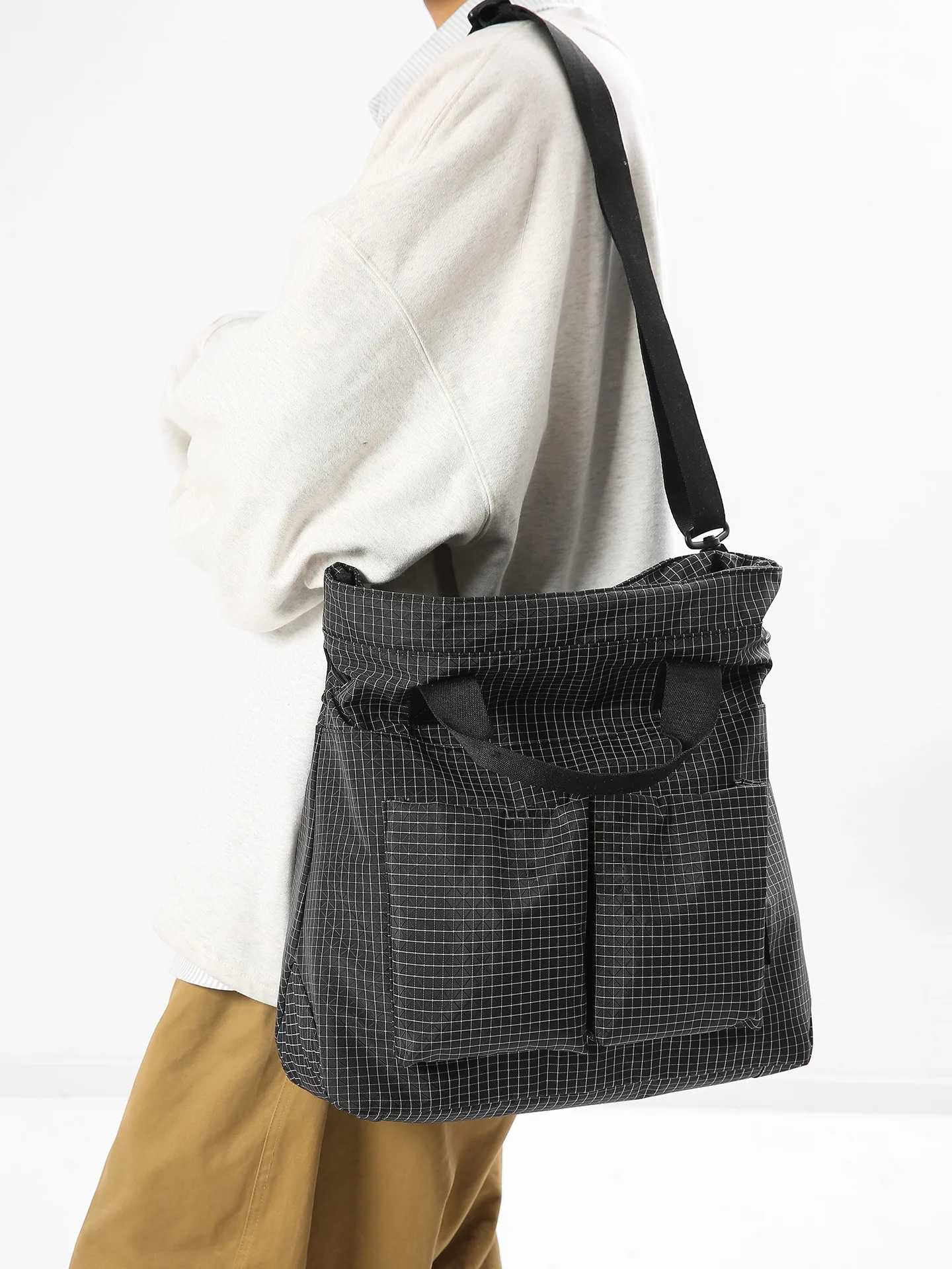 

Сумка-тоут в клетку, унисекс, вместительная, для учебы и поездок на работу, с множеством карманов, через плечо