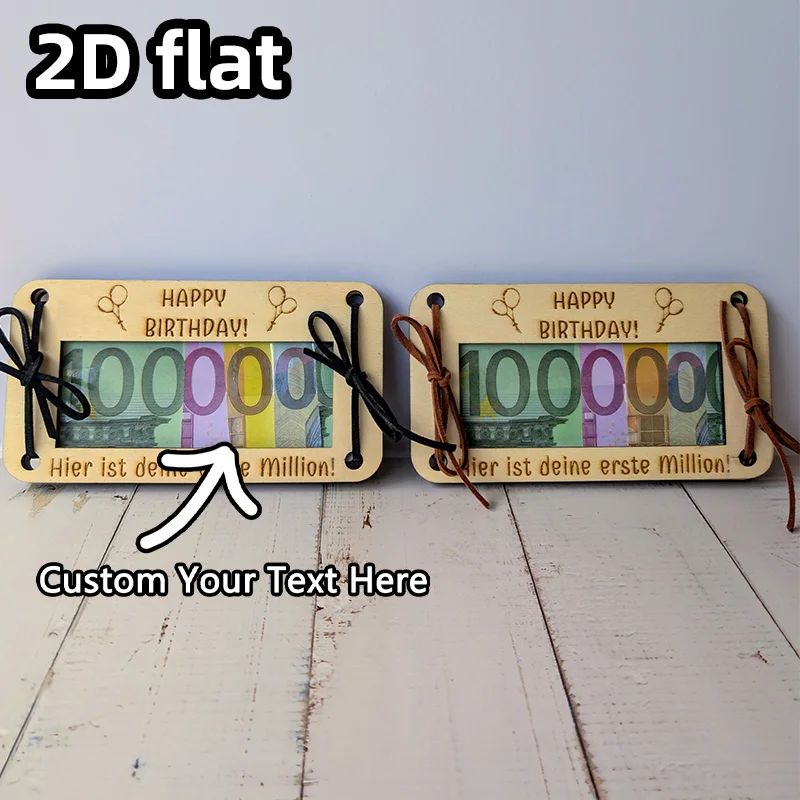 Customized wooden greeting card - Happy Birthday message card. Creative and humorous cash gift