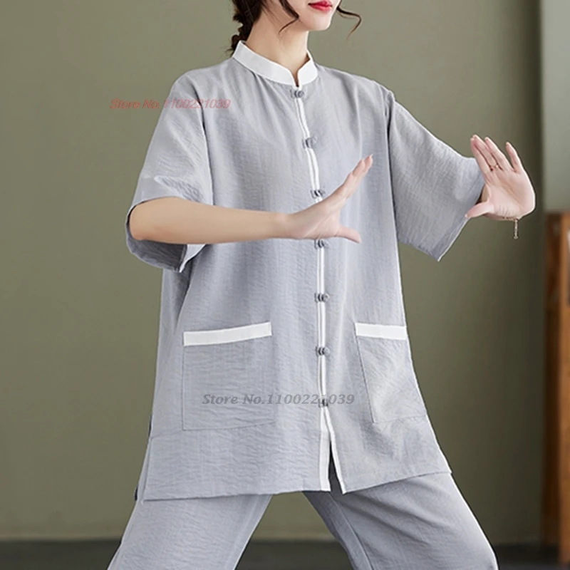 2024 chinese tai chi uniform traditional martial arts exercise practice clothing wingchun suit kungfu outdoor sport clothing