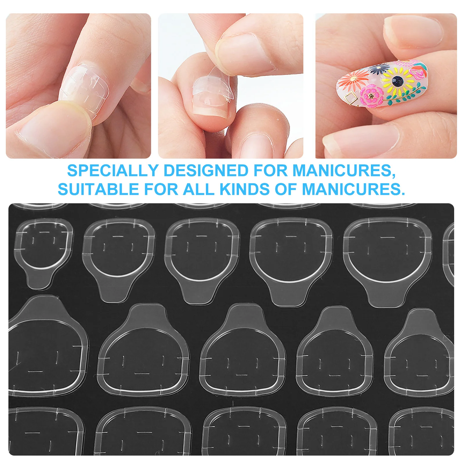 

50 Sheets Waterproof Nail Tabs Adhesive Stickers for Fake Nails Transparent Press On Acrylic Nail Art Design Glue Reusable