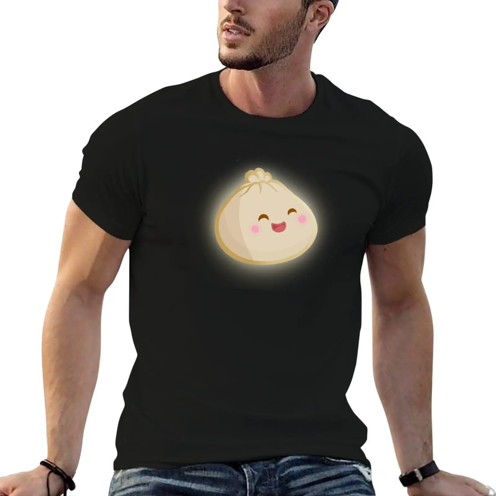 Camiseta Happy Bao Bun, camiseta de diseñador para hombre, camisetas 100% de algodón para hombre, Camiseta suave de algodón