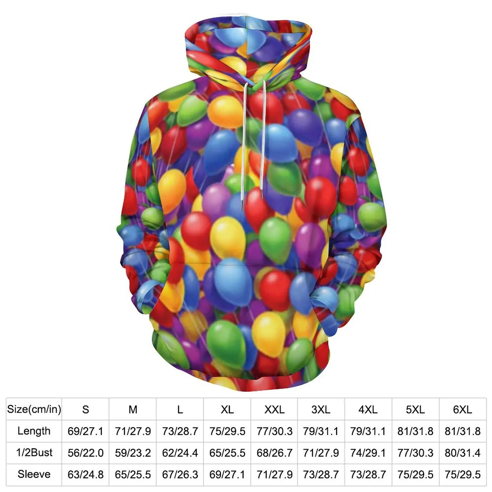 Colorful Balloon Hoodies Bright Balloons Print Hip Hop Oversize Hoodie Female Long Sleeve Design Casual Hooded Sweatshirts