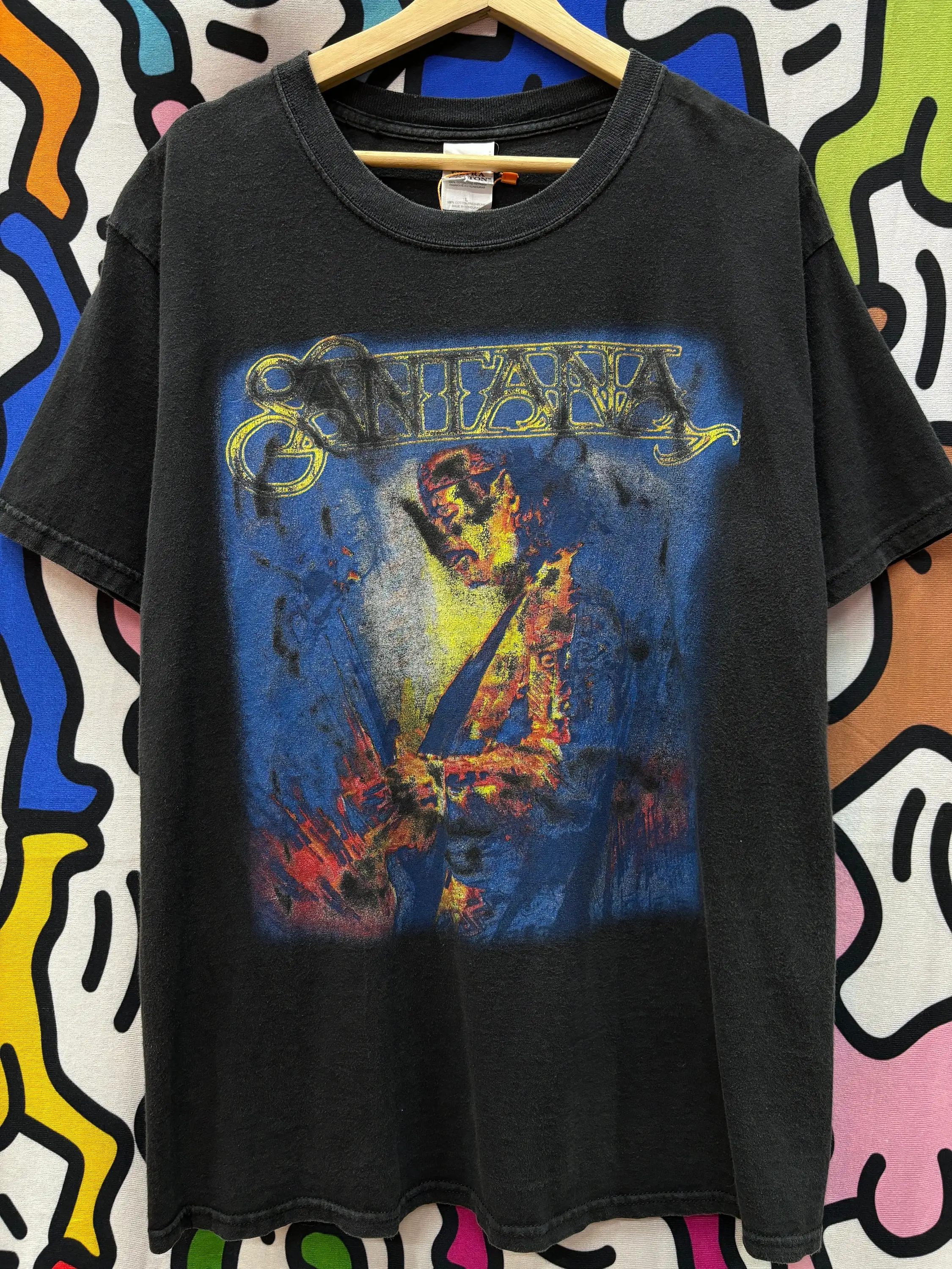 Vintage 2003 Santana Shaman Tour T Shirt size L 2 side