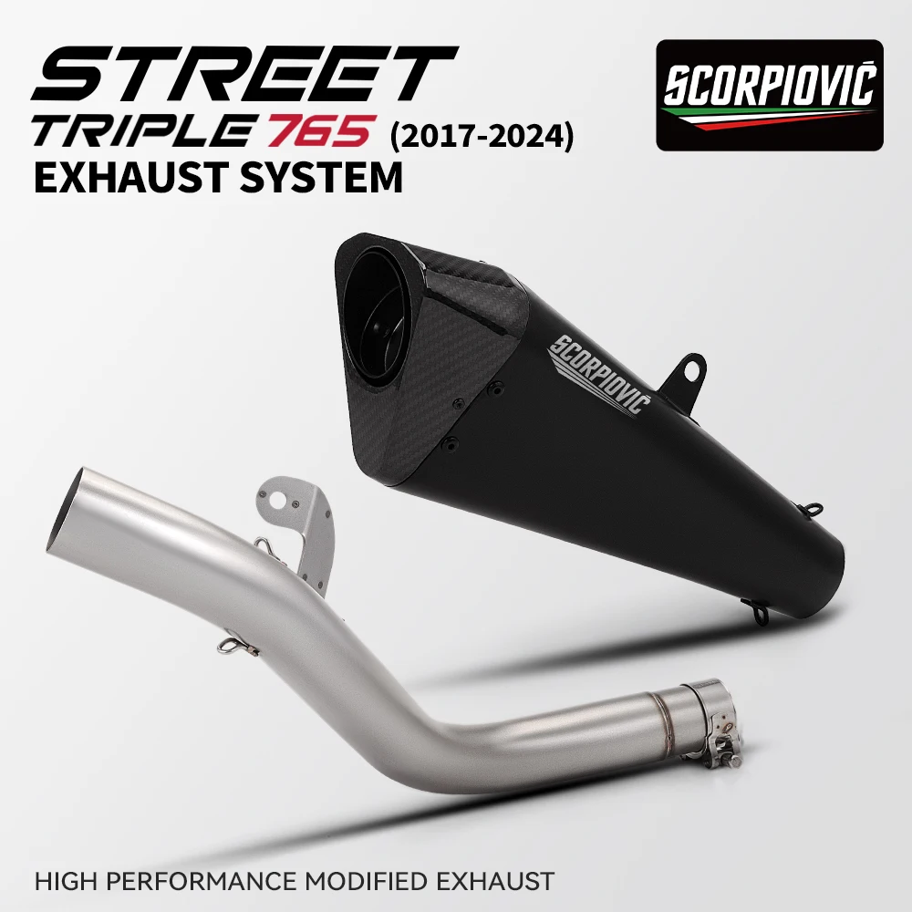 

Motorcycle Exhaust Pipe For Street Triple 765 S R RS 2017-2024 Years Escape Moto Muffler Connect Tube 51mm