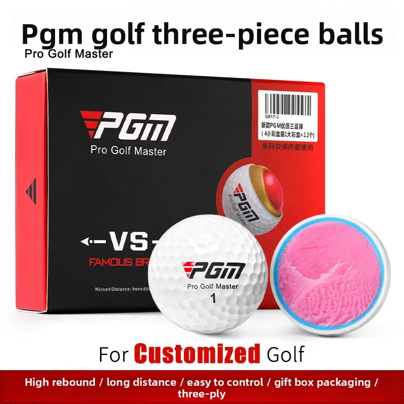 

PGM 3‑Ply Golf Balls Gift Set Long Distance High Spin Golf Balls for Outdoor Competition Practice On‑Course Playing 3/12/48Pcs