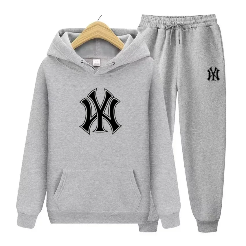 New men's and women's two-piece sportswear, hooded shirt, sportswear top and pants set, casual men's wear
